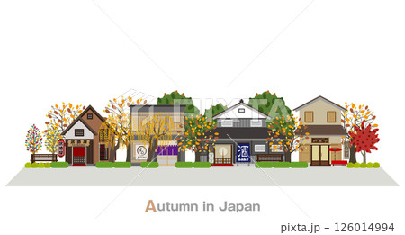 日本の町並みのイラスト. 日本の秋. 126014994