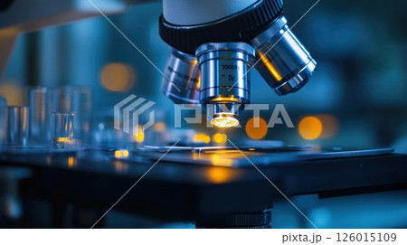 Close-up laboratory microscope focusing on sample 126015109