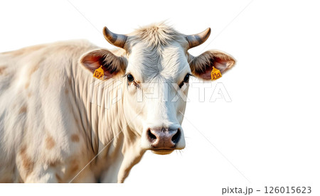 Detailed view of a cow's face on a transparent background, highlighting the significance of sacrifice for Eid al-Adha 126015623