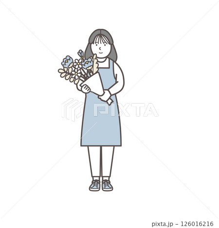 花屋の女性店員のイラスト 126016216
