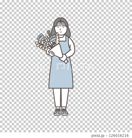 花屋の女性店員のイラスト 126016216