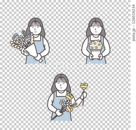 女花店店員的上半身插圖集 女花店店員的上半身插圖集 126016234