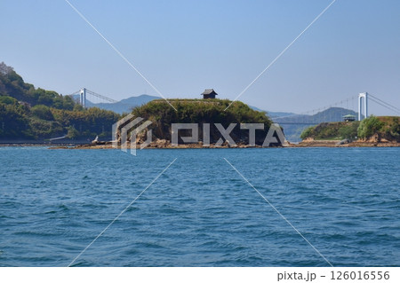 能島（能島城跡）の属島 鯛崎島と伯方・大島大橋 126016556
