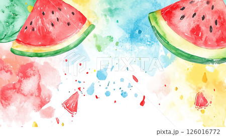 カラフルなスイカの水彩イラスト 126016772