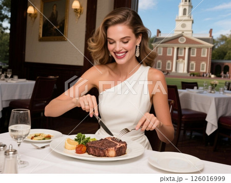 独立記念館とTボーンステーキ、世界の美女がグルメと絶景とファッションを紹介シリーズ 126016999