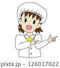 白衣を着て指差しをする女の子 126017022