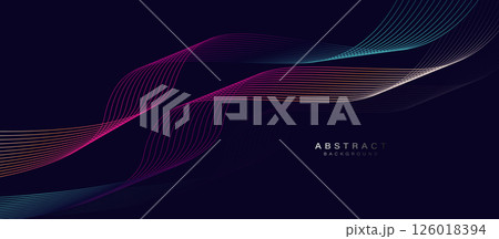 Vibrant abstract wave lines on dark gradient background Vibrant abstract wave lines on dark gradient background 126018394