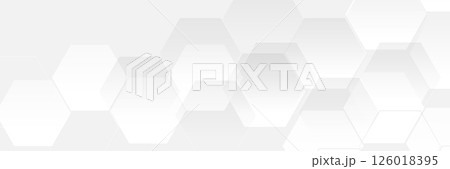 White abstract background with layered transparent hexagons 126018395