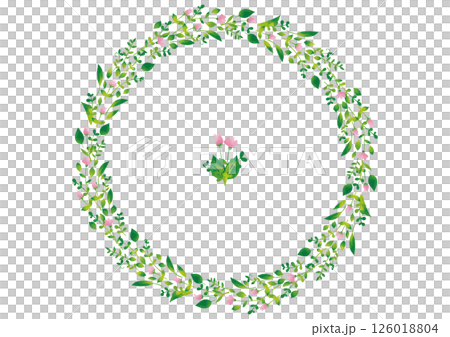 Watercolor pink flower and leaf frame 126018804