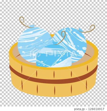 Water balloon illustration_Water balloon in a bucket_Blue Water balloon illustration_Water balloon in a bucket_Blue 126018917