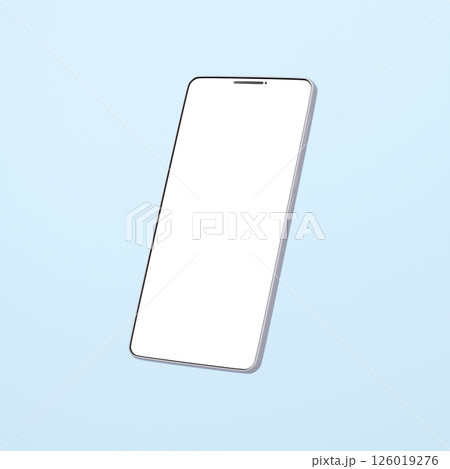 3D素材_スマートフォン_シルバー_水色 126019276