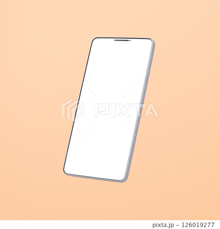 3D素材_スマートフォン_シルバー_オレンジ 126019277