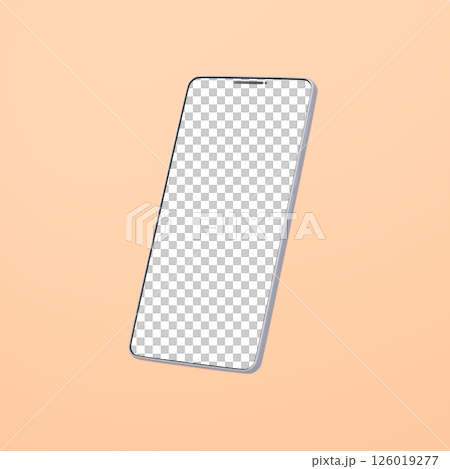 3D素材_スマートフォン_シルバー_オレンジ 126019277