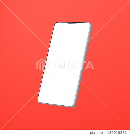 3D素材_スマートフォン_シルバー_赤 3D素材_スマートフォン_シルバー_赤 126019281