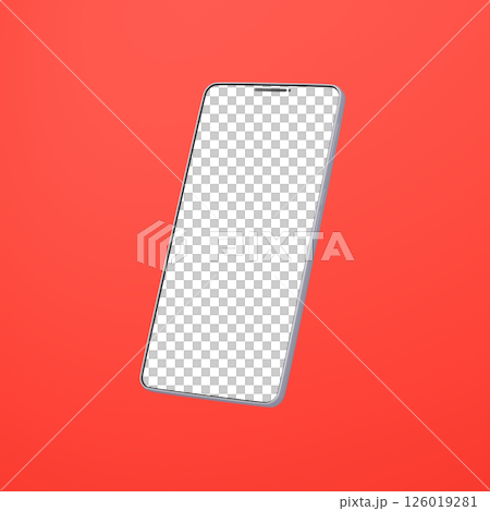 3D素材_スマートフォン_シルバー_赤 3D素材_スマートフォン_シルバー_赤 126019281