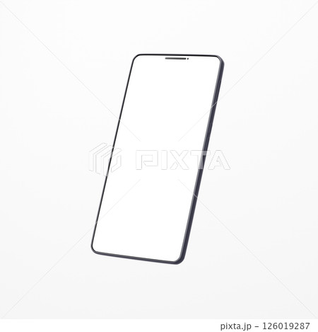 3D素材_スマートフォン_ブラック_白背景 126019287