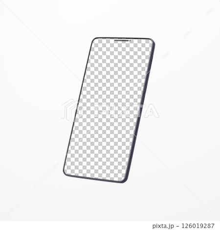 3D素材_スマートフォン_ブラック_白背景 126019287