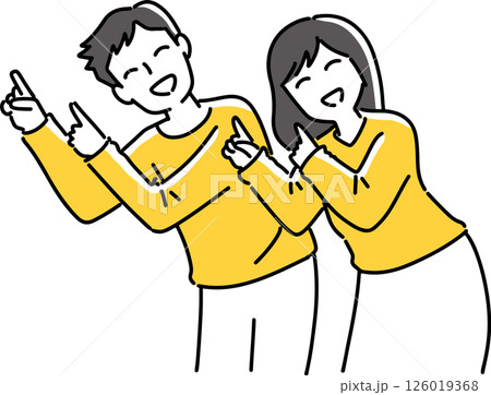 指差す笑顔の男女 126019368