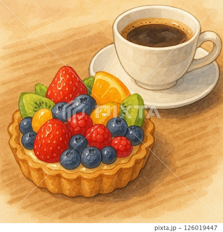 おいしそうなタルトと紅茶 126019447