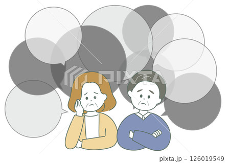 中高年男女と悩みの吹き出しのイラスト 中高年男女と悩みの吹き出しのイラスト 126019549