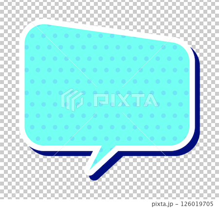 A speech bubble that can be used in the summer. Three-dimensional vector data. Flyers, magazines, web, video materials. Polka dots included. Light blue. 126019705