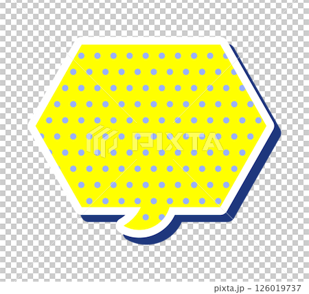 A speech bubble that can be used in the summer. Three-dimensional vector data. Flyers, magazines, web, video materials. Polka dots included. Yellow. 126019737