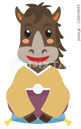 着物を着た午年の馬のキャラクター 126019845
