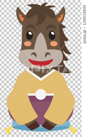 着物を着た午年の馬のキャラクター 126019845
