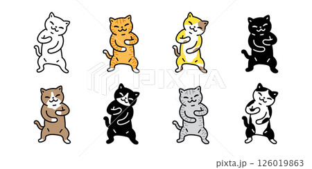 cat vector kitten calico dancing icon cartoon character pet doodle illustration animal breed symbol isolated design 126019863
