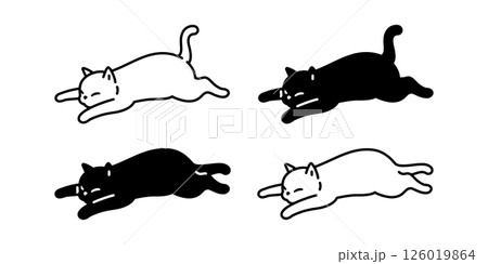 cat vector kitten calico sleeping icon cartoon character pet doodle illustration animal breed symbol isolated black white design 126019864