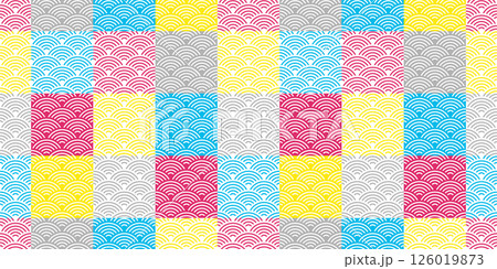 wave seamless pattern japan japanese doodle tile background checked gift wrapping paper abstract rgb repeat wallpaper isolated illustration 126019873