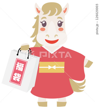 福袋を持つ馬のキャラクター 126020003