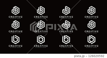creative letter B icon set. design for business of luxury, elegant, simple. 126020592