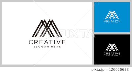 Letter M line logo design. Linear creative minimal monochrome monogram symbol. Universal elegant vector sign design. Premium business logotype. Graphic alphabet symbol for corporate business identity Letter M line logo design. Linear creative minimal monochrome monogram symbol. Universal elegant vector sign design. Premium business logotype. Graphic alphabet symbol for corporate business identity 126020658