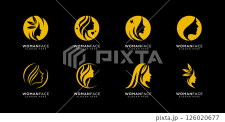 set of woman face logo vector design template 126020677