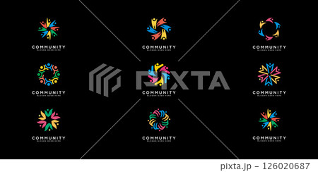 teamwork people community logo design set teamwork people community logo design set 126020687