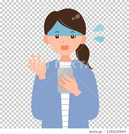 スマホを手に持ち驚く女性のイラスト スマホを手に持ち驚く女性のイラスト 126020984