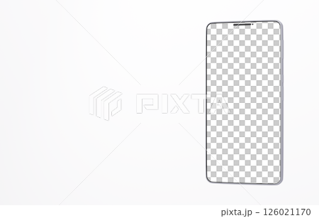 3D素材_スマートフォン_シルバー_白背景 3D素材_スマートフォン_シルバー_白背景 126021170