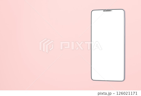 3D素材_スマートフォン_シルバー_ピンク 126021171