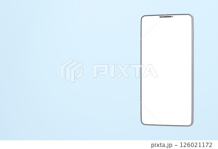 3D素材_スマートフォン_シルバー_水色 126021172