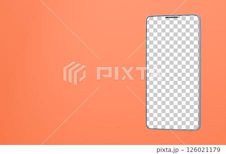 3D素材_スマートフォン_シルバー_オレンジ 126021179