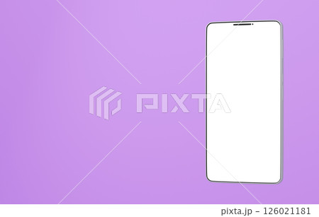 3D素材_スマートフォン_シルバー_紫 3D素材_スマートフォン_シルバー_紫 126021181