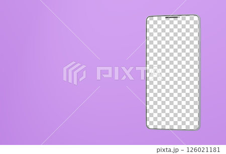 3D素材_スマートフォン_シルバー_紫 3D素材_スマートフォン_シルバー_紫 126021181