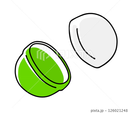 ゆるめシンプルな開いたガチャのカプセル　ベタ塗り 126021248