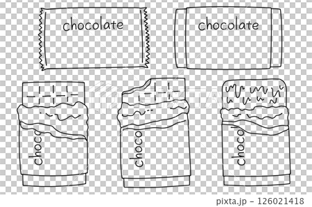A simple and easy chocolate bar set - Line drawing A simple and easy chocolate bar set - Line drawing 126021418