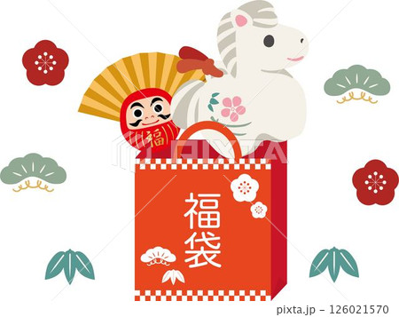 年賀2026　年賀状2026　馬　午　土鈴　福袋　初売り　干支　かわいい　飾り　あしらい　イラスト 126021570