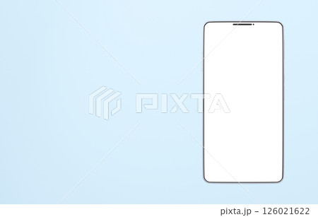 3D素材_スマートフォン_シルバー_水色 3D素材_スマートフォン_シルバー_水色 126021622