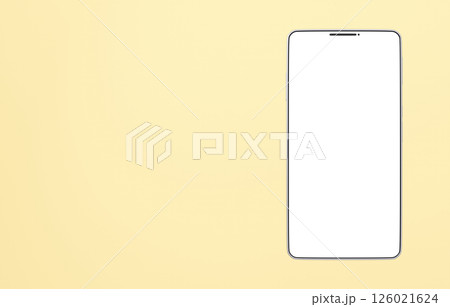 3D素材_スマートフォン_シルバー_黄色 3D素材_スマートフォン_シルバー_黄色 126021624