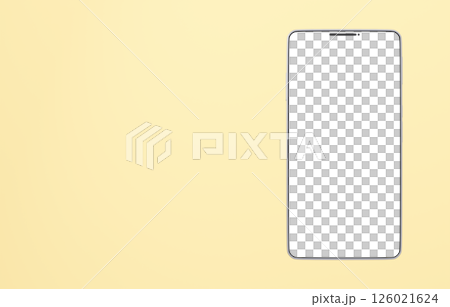 3D素材_スマートフォン_シルバー_黄色 3D素材_スマートフォン_シルバー_黄色 126021624