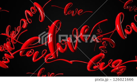Text Loves in red. 3DCG abstract 3D illustration. 126021666